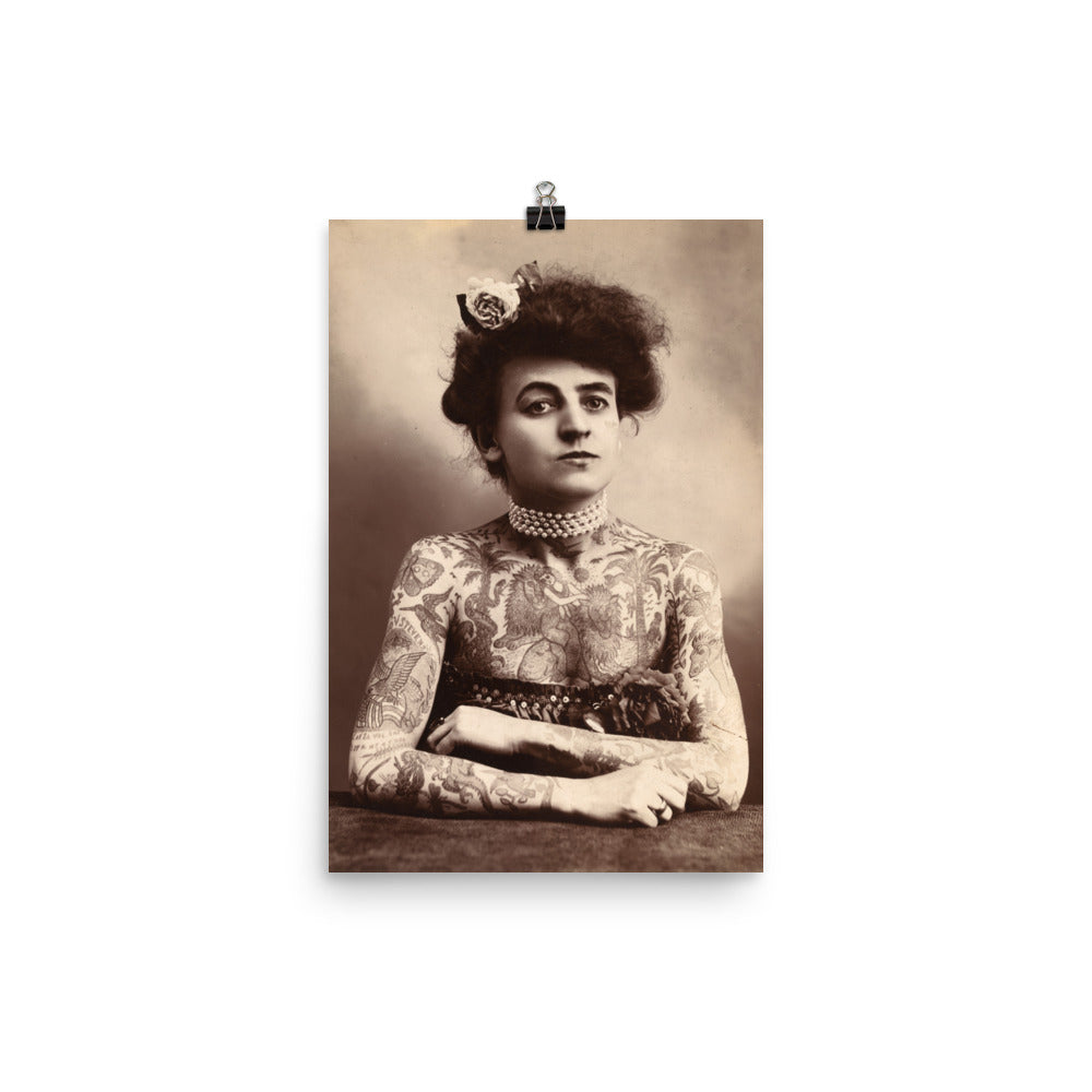 Maud Stevens Wagner Original 1907 Tattooed Lady Print Poster
