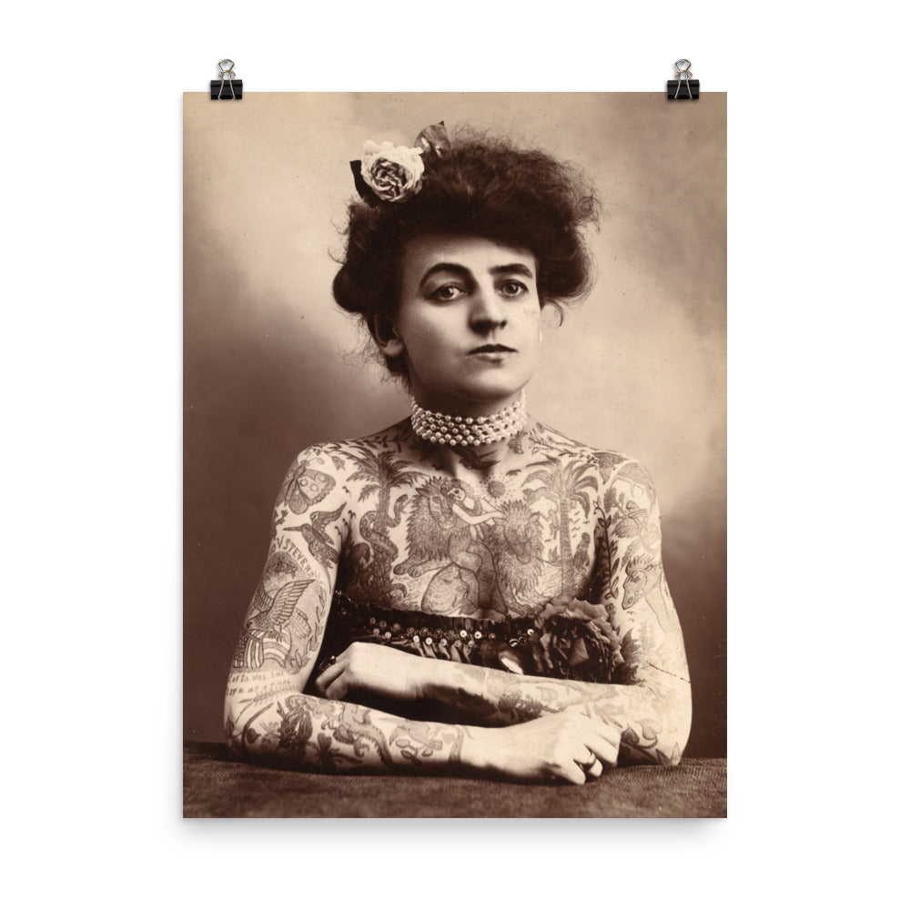 Maud Stevens Wagner Original 1907 Tattooed Lady Print Poster
