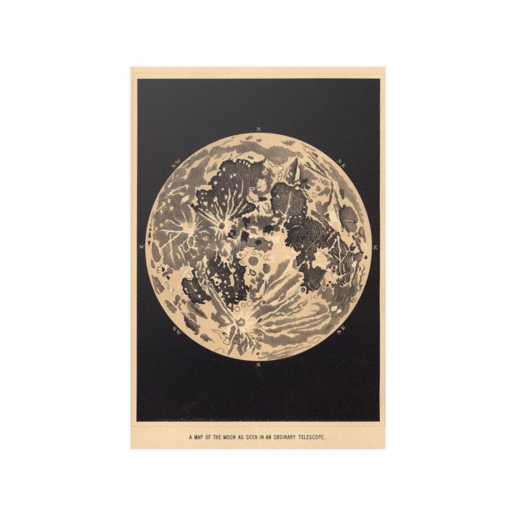 Moon Print - Lunar From Telescope Illustration Print Poster - Art Unlimited
